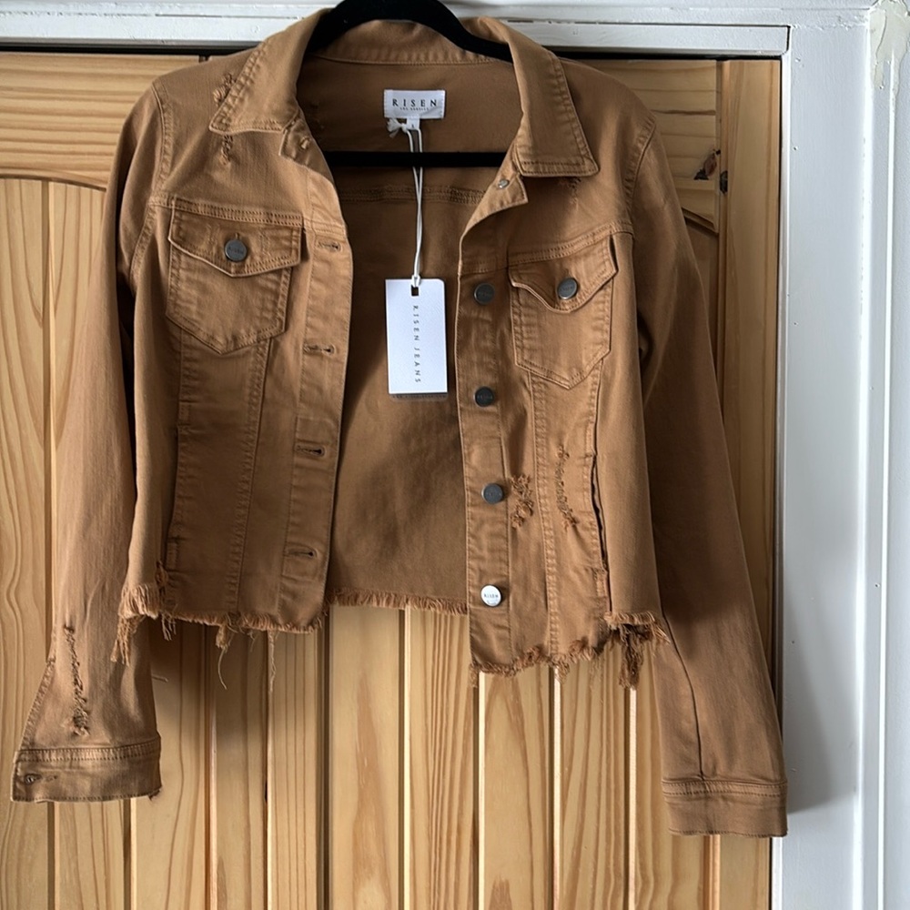 NWT Risen Jeans distressed jean jacket style jacket small